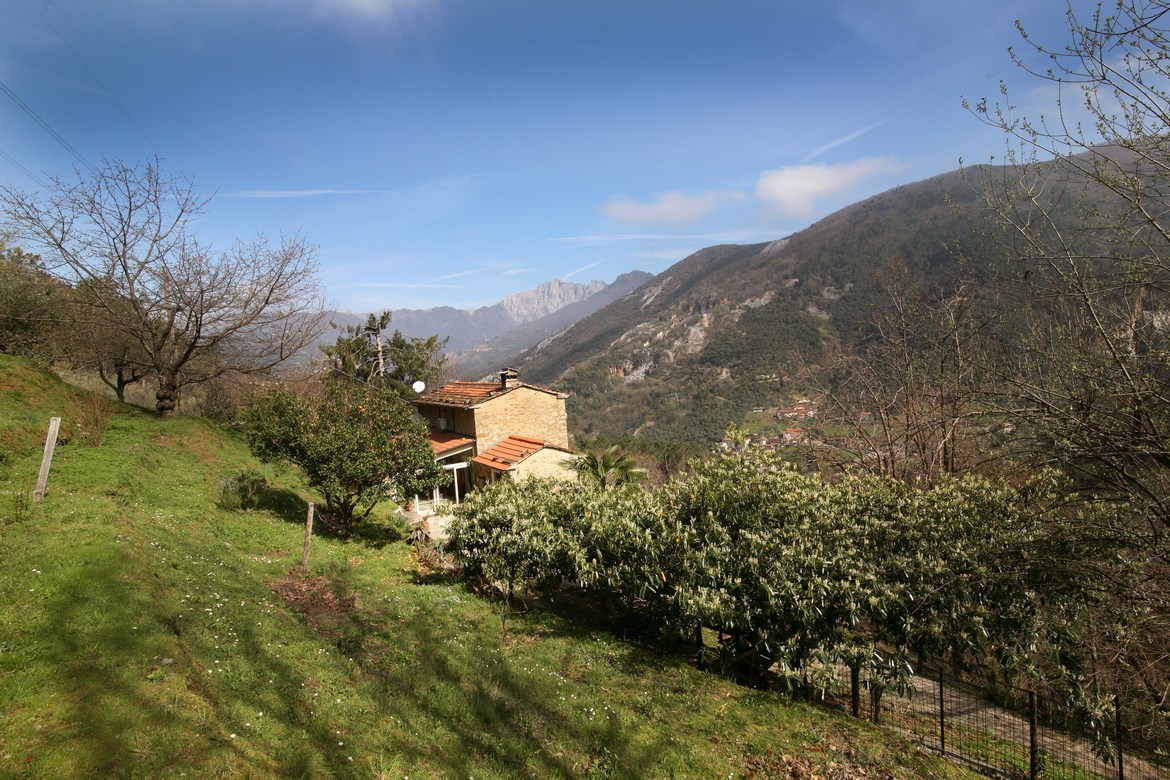 Renoviertes Steinhaus umgeben vom Wald bei Vallecchia